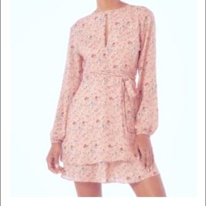 Pink printed chiffon dress